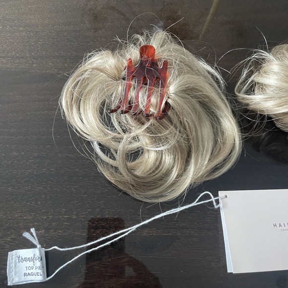 Two Blonde Messy Bun Claw Clip Hair Extensions - Picture 2 of 4